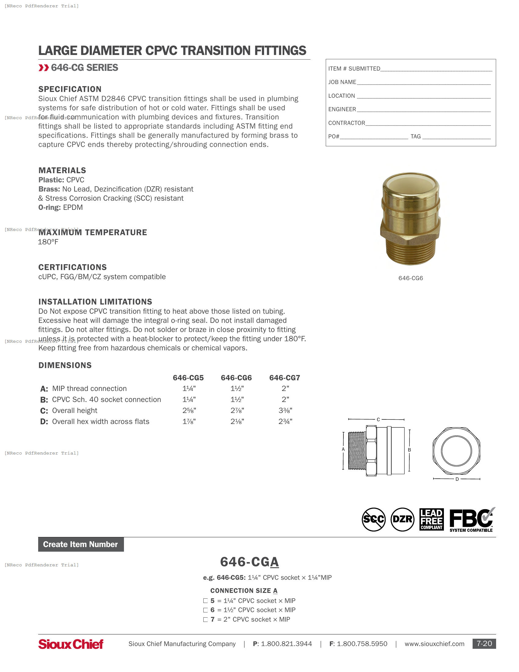 646-CG SERIES - CPVC LARGE DIA BRASS TRANSITION FITTING - SPEC SHEET.PDF Specification Document